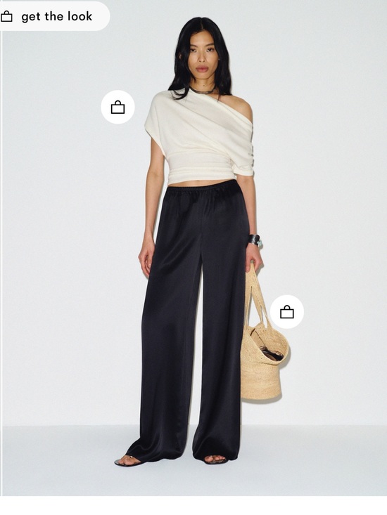 Reformation Pants - NWT Reformation BLACK SILK CELINE LOW RISE WIDE LEG TROUSER Size S
